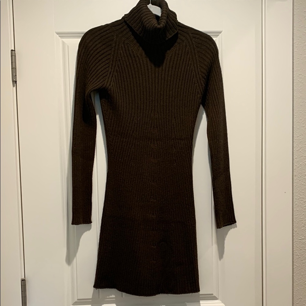 Stefanel Italy Brown Turtleneck Sweater Mini Dress